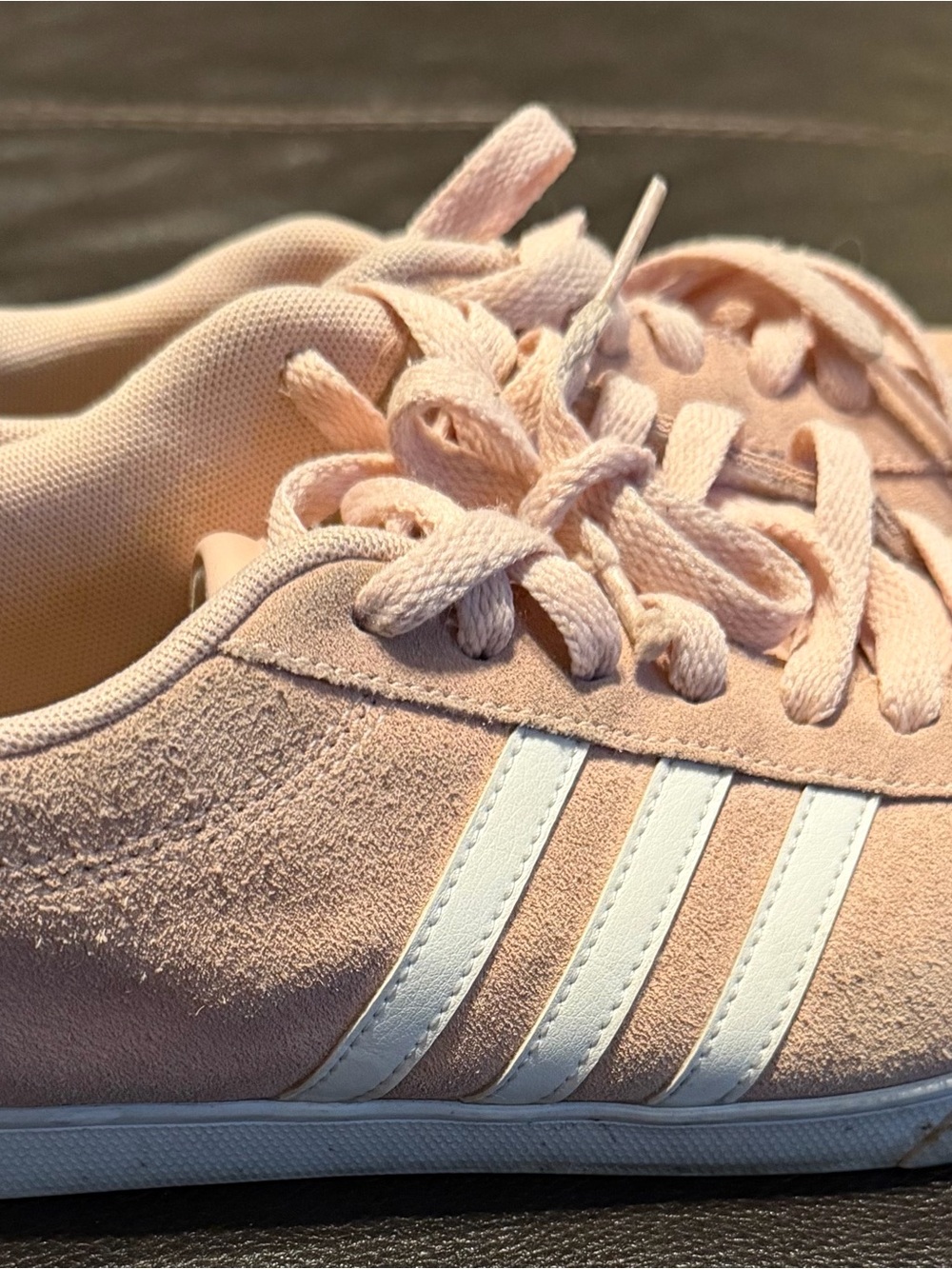 adidas Pink Suede Lace-Up Sneakers with White Stripes